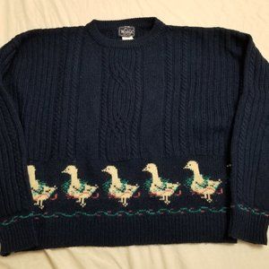 Vintage 80s 90s Women's Woolrich Goose Duck Wool Sweater Geese Medium Small